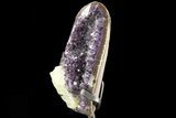 Amethyst Geode With Calcite & Polished Face - Metal Stand #83734-2